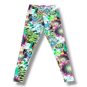 CCM Brasil Tamanho Tecido Medium tropical cactus legging crop pants EUC